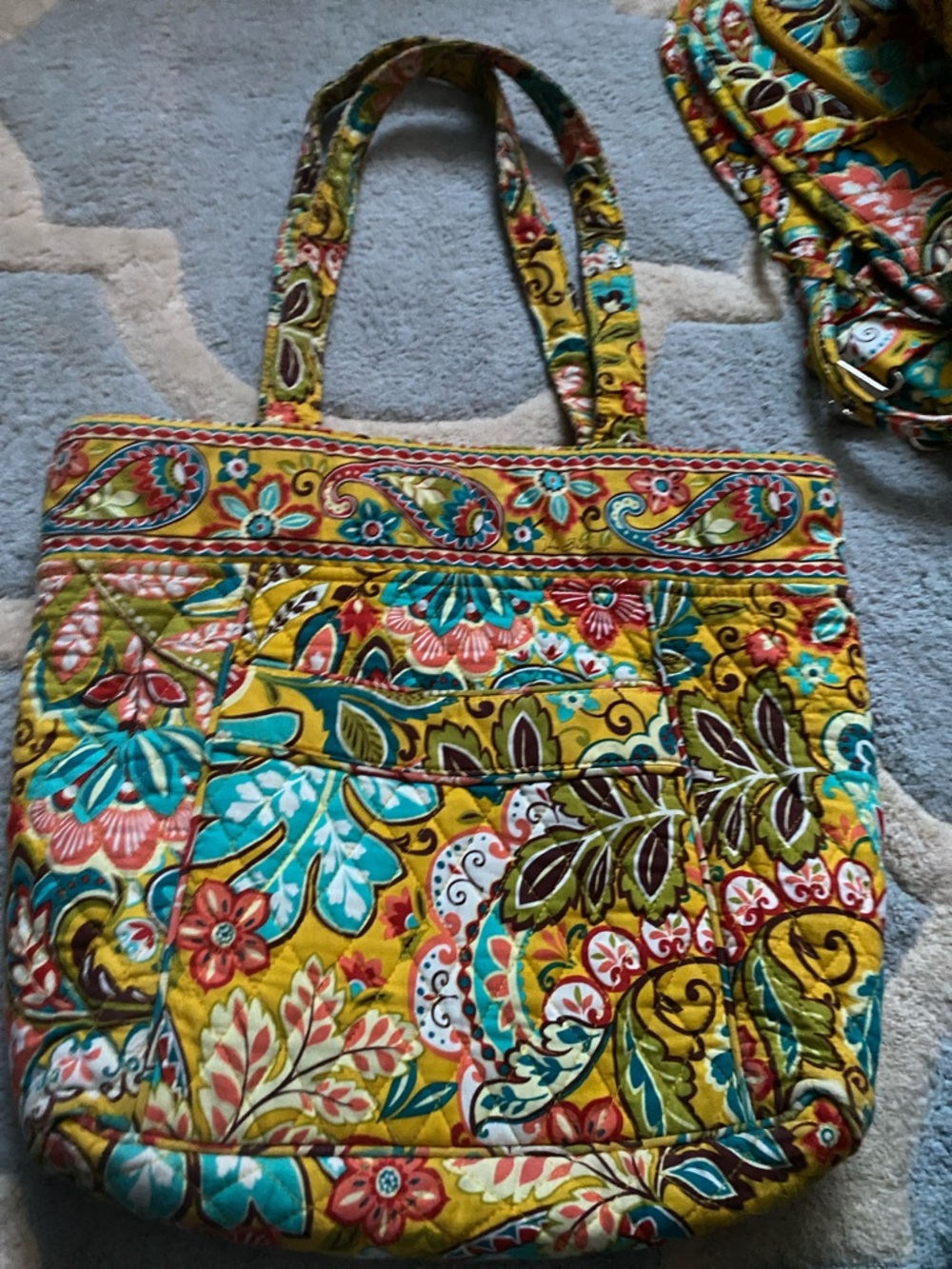 Vera Bradley Provincial Quilted Floral Tote Bag in Mustard Yellow